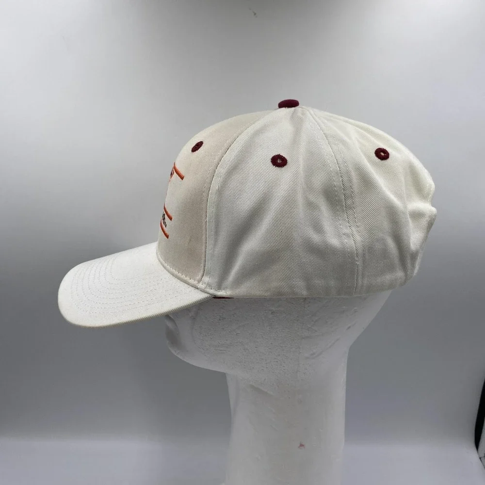 Vintage 90s The Game Virginia Tech Hokies Snapback Hat‎ Split Bar White Maroon